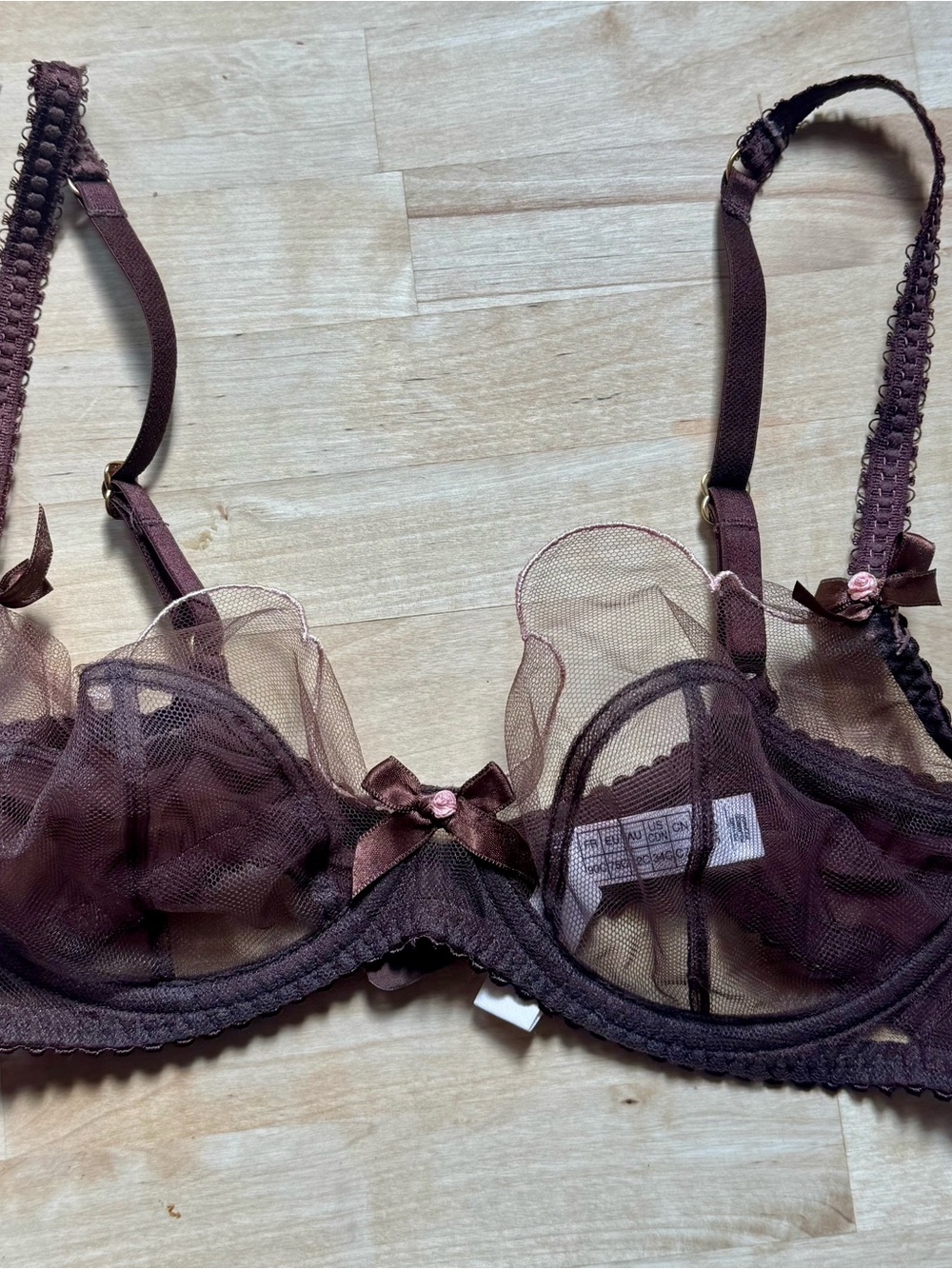 Agent Provocateur Sheer Lace Underwire Bra in chocolate brown